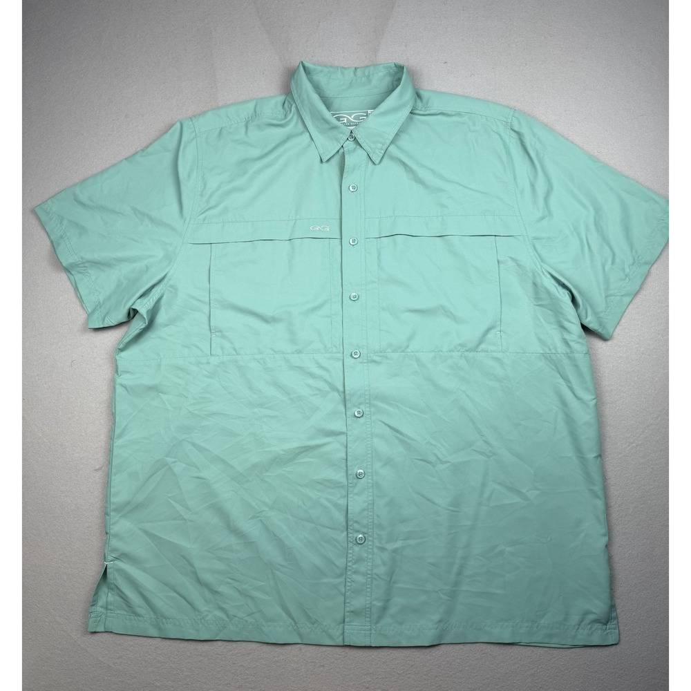GameGuard Fishing Shirt Men's 3XL 1023 Vented Fishing Short Sleeve Seafoam Green